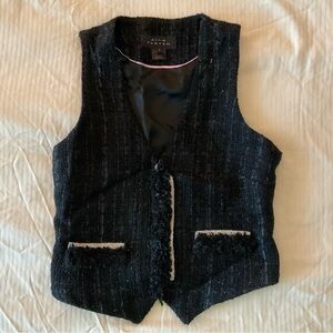 Pink Tartan Black Wool Glitter Striped Vest